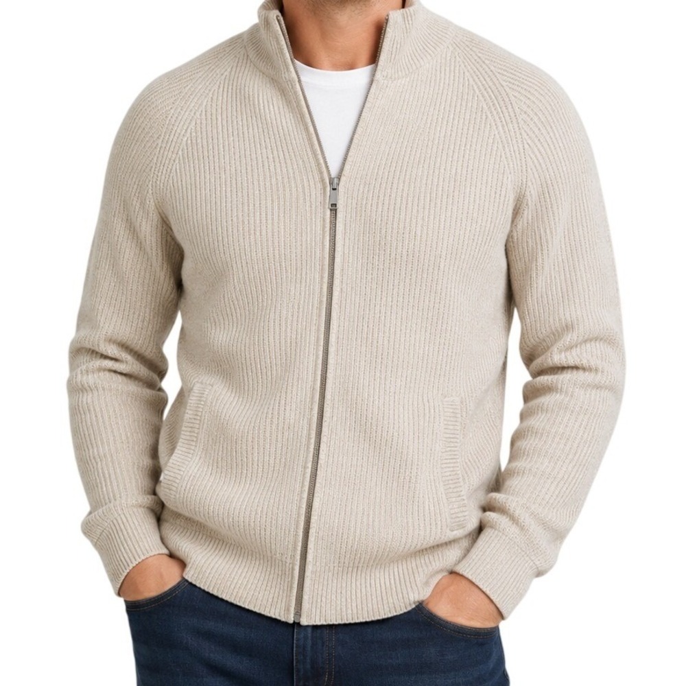 Duncan Cameron Cashmere Lambswool Zip Cardigan Sweater Men's Large